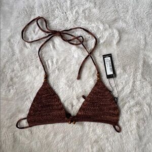 PrettyLittleThing Brown Knit Triangle Top
